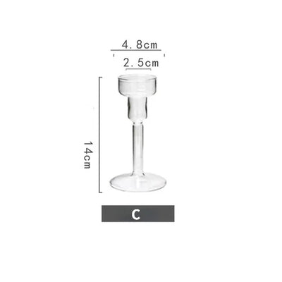 Vintage Glass French Style Candlestick Crystal Glass Candle Holders Simple Wedding Romantic Candlelight Dinner Home Decoration
